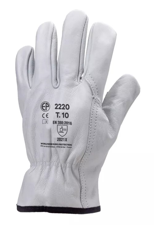 10 Paia - Guanti Da Lavoro Coverguard In Pelle Eurostrong MO2220 Rischi Meccanici