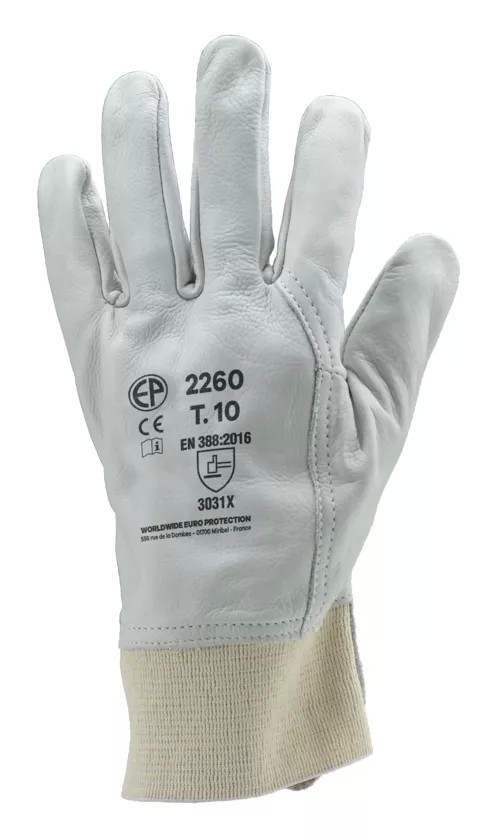 10 Paia - Guanti Da Lavoro Coverguard In Pelle Eurostrong MO2260 Rischi Meccanici