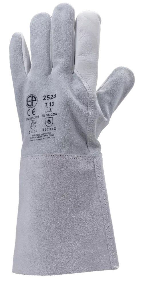 12 Paia - Guanti Da Lavoro Coverguard In Pelle Euroweld MO2524 Saldatore