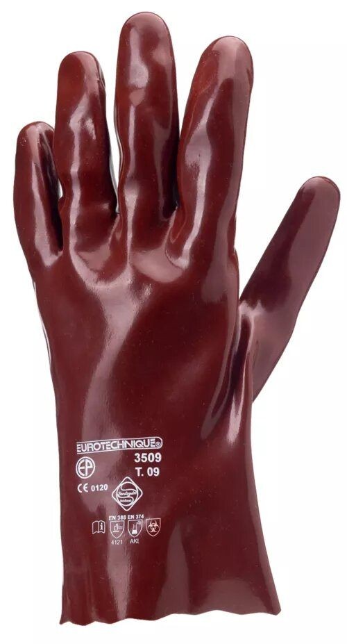 10 Paia - Guanti Da Lavoro Coverguard In PVC Eurochem MO3510 Rischio Chimico