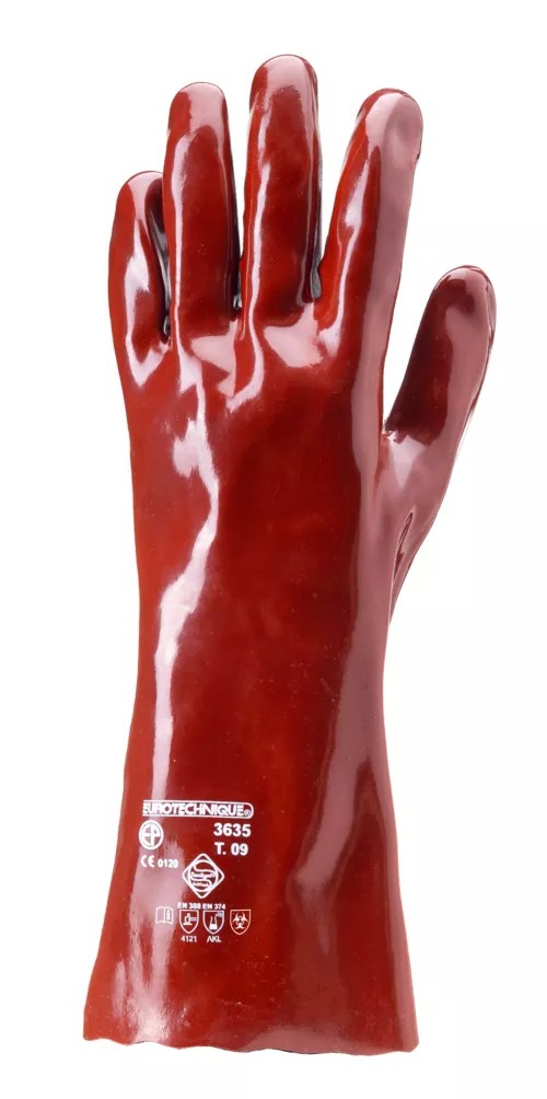 10 Paia - Guanti Da Lavoro Coverguard In PVC Eurochem MO3636 Rischio Chimico