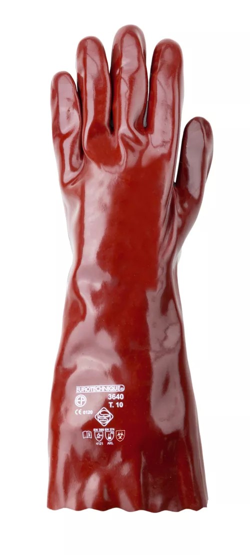 10 Paia - Guanti Da Lavoro Coverguard In PVC Eurochem MO3640 Rischio Chimico