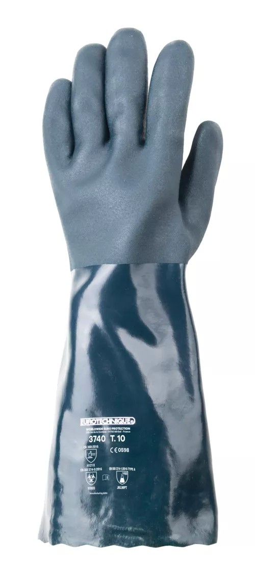 10 Paia - Guanti Da Lavoro Coverguard In PVC Eurochem MO3740 Rischio Chimico