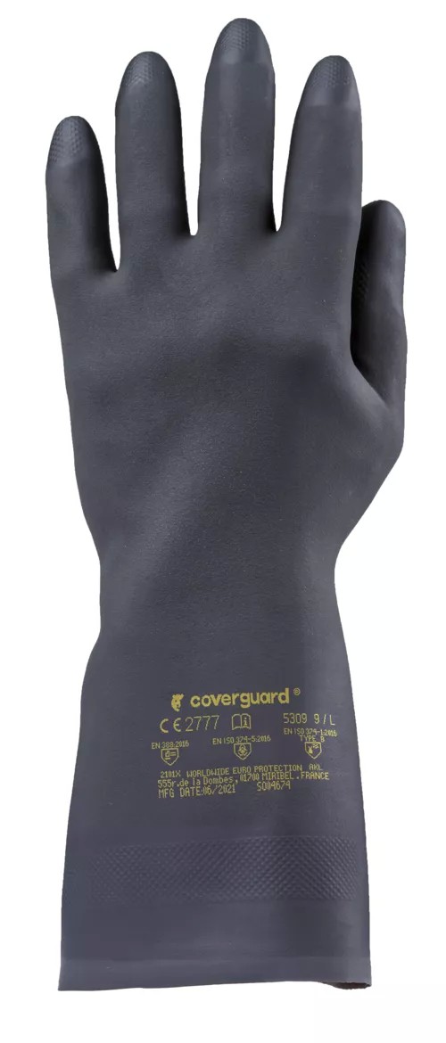 10 Paia - Guanti Da Lavoro Coverguard In Neoprene Eurochem MO5310 Rischio Chimico