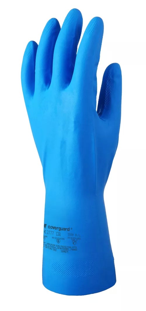 10 Paia - Guanti Da Lavoro Coverguard In Nitrile Eurochem MO5560 Rischio Chimico
