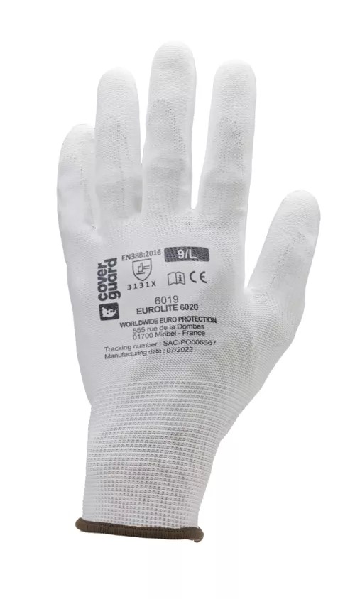 10 Paia - Guanti Da Lavoro Coverguard In Poliuretano Eurolite MO6020 Rischi Meccanici