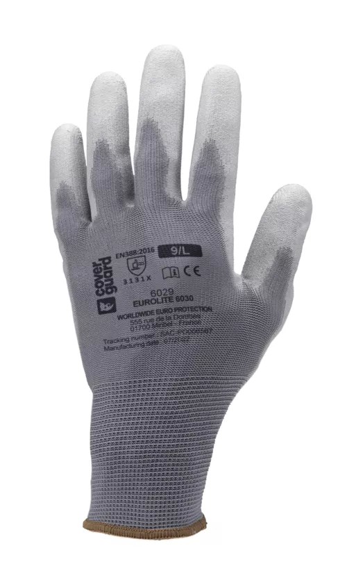 10 Paia - Guanti Da Lavoro Coverguard In Poliuretano Eurolite MO6030 Rischi Meccanici