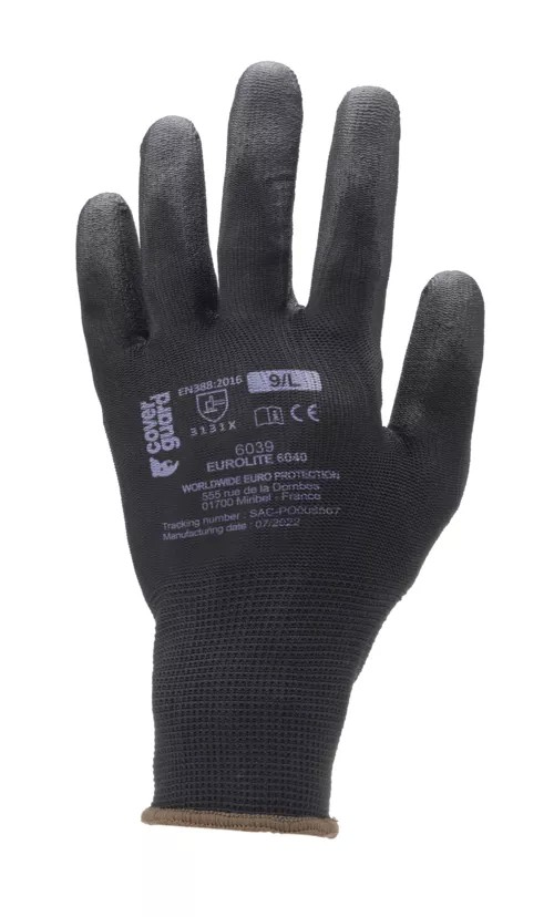 10 Paia - Guanti Da Lavoro Coverguard In Poliuretano Eurolite MO6040 Rischi Meccanici
