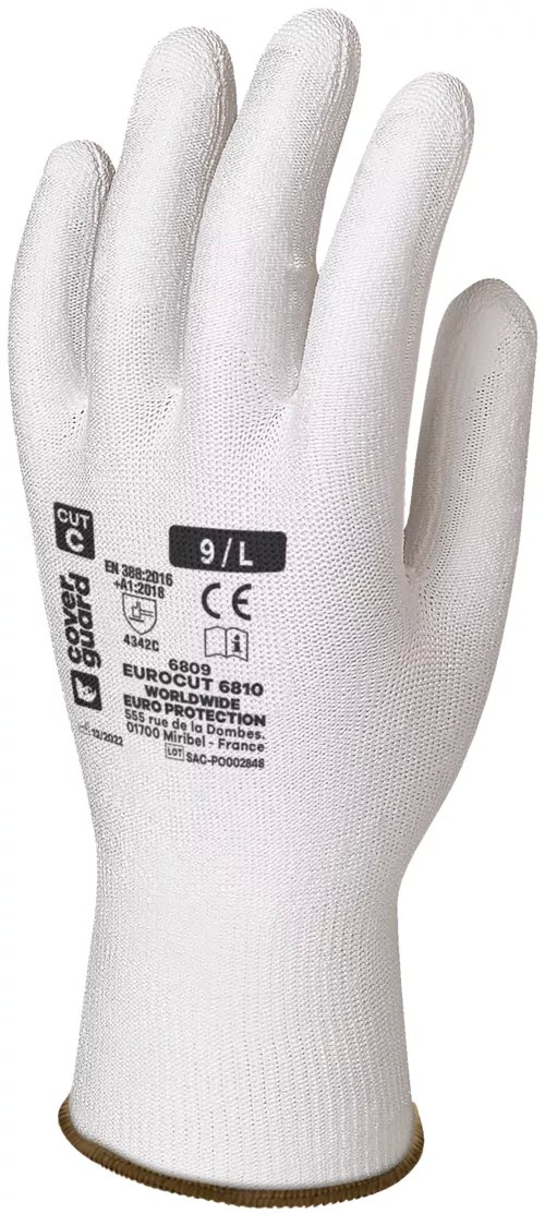 12 Paia - Guanti Da Lavoro Coverguard In Poliuretano Eurocut MO6810 Rischi Meccanici