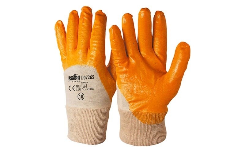 12 Paia - Guanti NBR in maglia con polsino Giallo - Dorso AREATO 07265