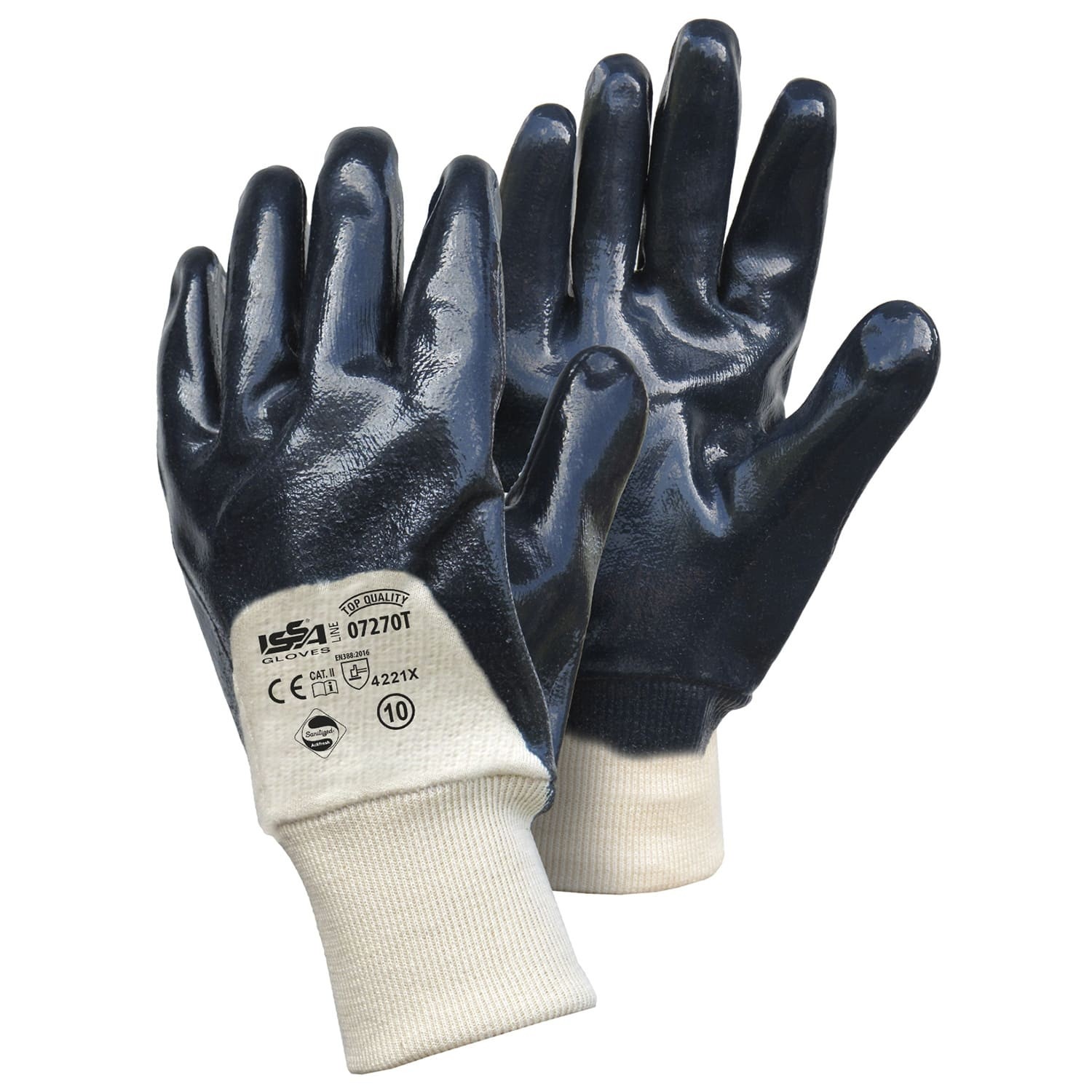 12 Paia - Guanti NBR qualit� TOP su supporto di tela/cotone con polsino a maglia - Dorso AREATO 07270T