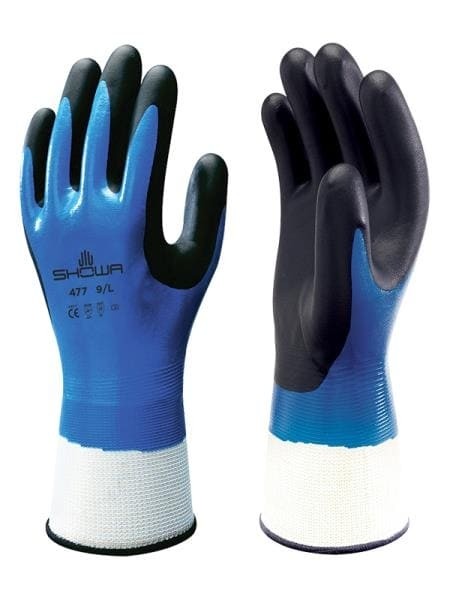 5 Paia - Guanti Showa 477 schiuma di Nitrile su fodera isolante TERMICO Impermeabile sh477