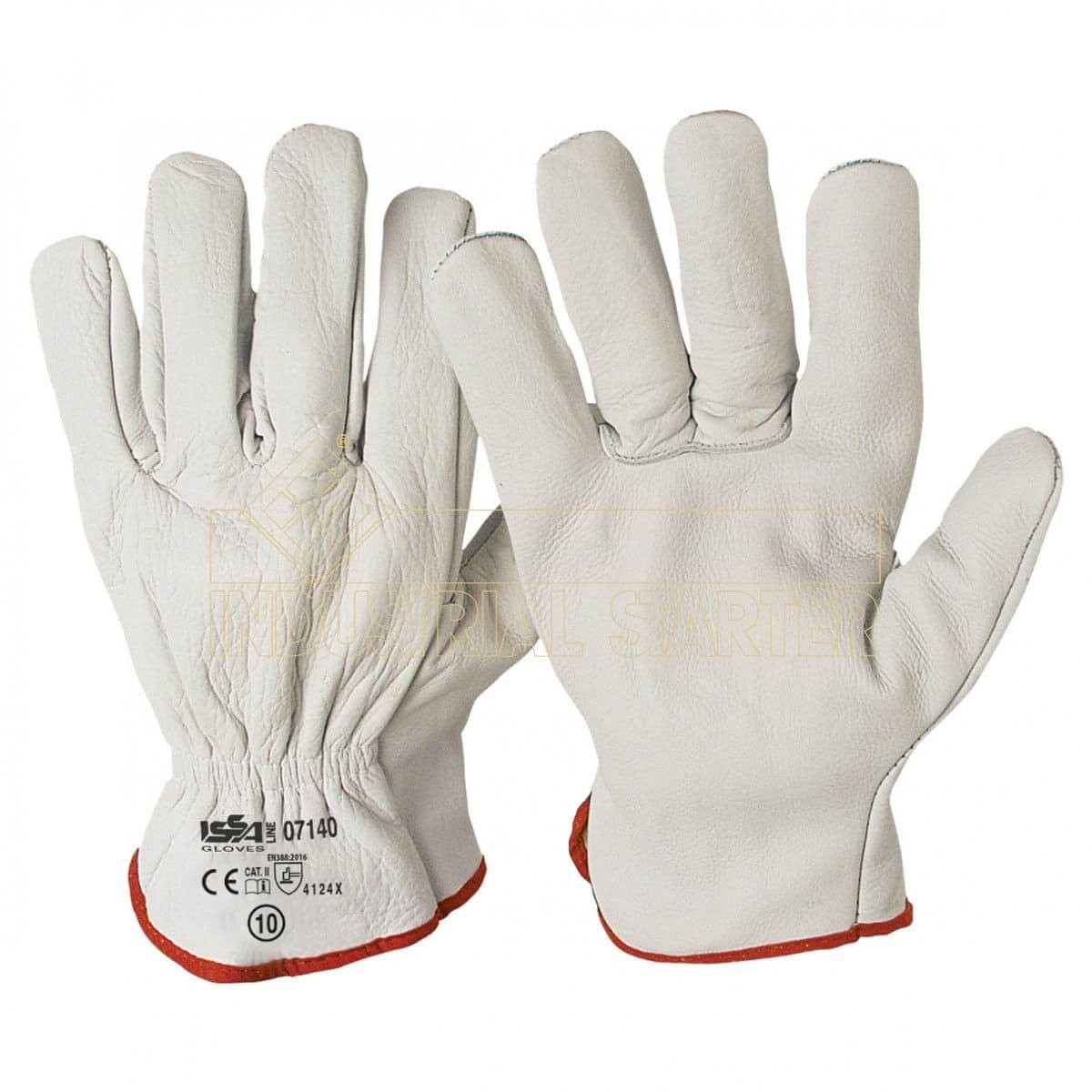 12 Paia - Guanti da lavoro in Pelle fiore Bovino Top quality Edilizia - 07140