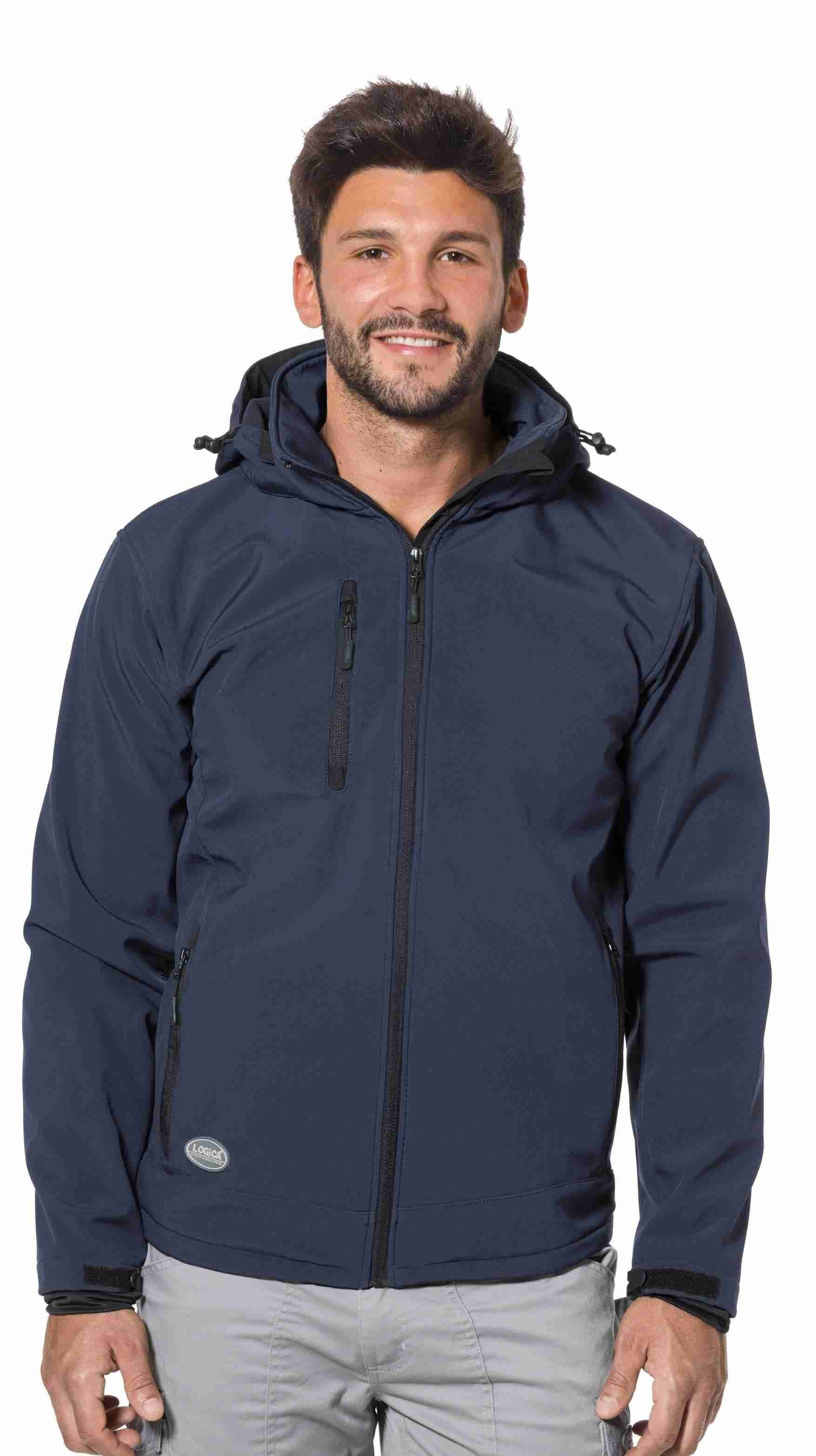 Giacca da lavoro Soft-Shell con cappuccio staccabili Multitasche Logica SLALOMCAP3-L