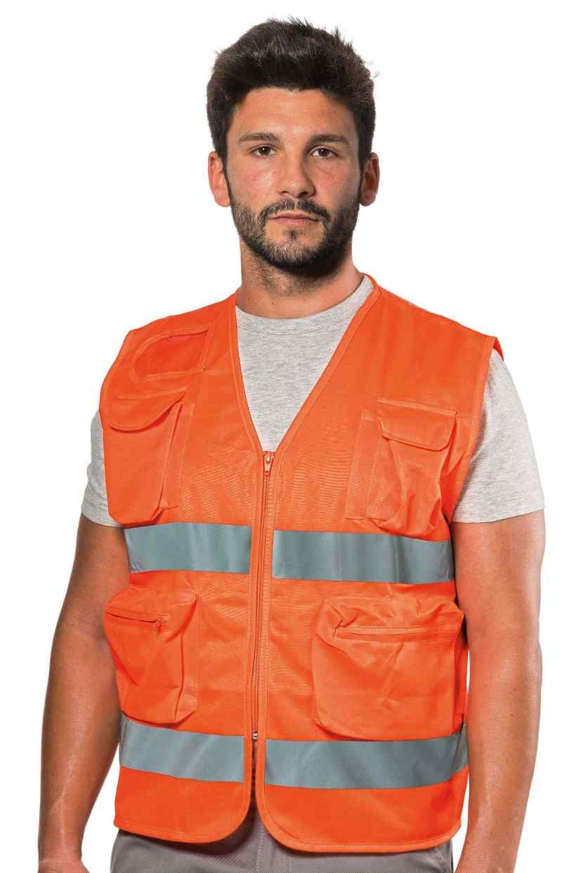 Gilet da Lavoro Alta visibilit� multitasche estivo Logica POCKETHVAR-L