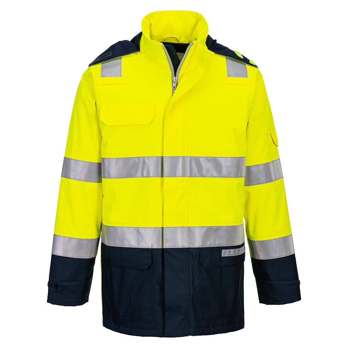 Giacca da Lavoro Alta Visibilit� Multitasche Ignifugo Impermeabile con Cappuccio Portwest FR605