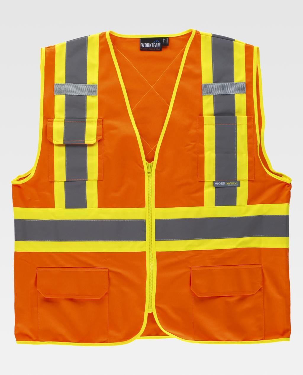 Gilet da Lavoro Alta Visibilit� con Cerniera e Tasche C3621 - Workteam