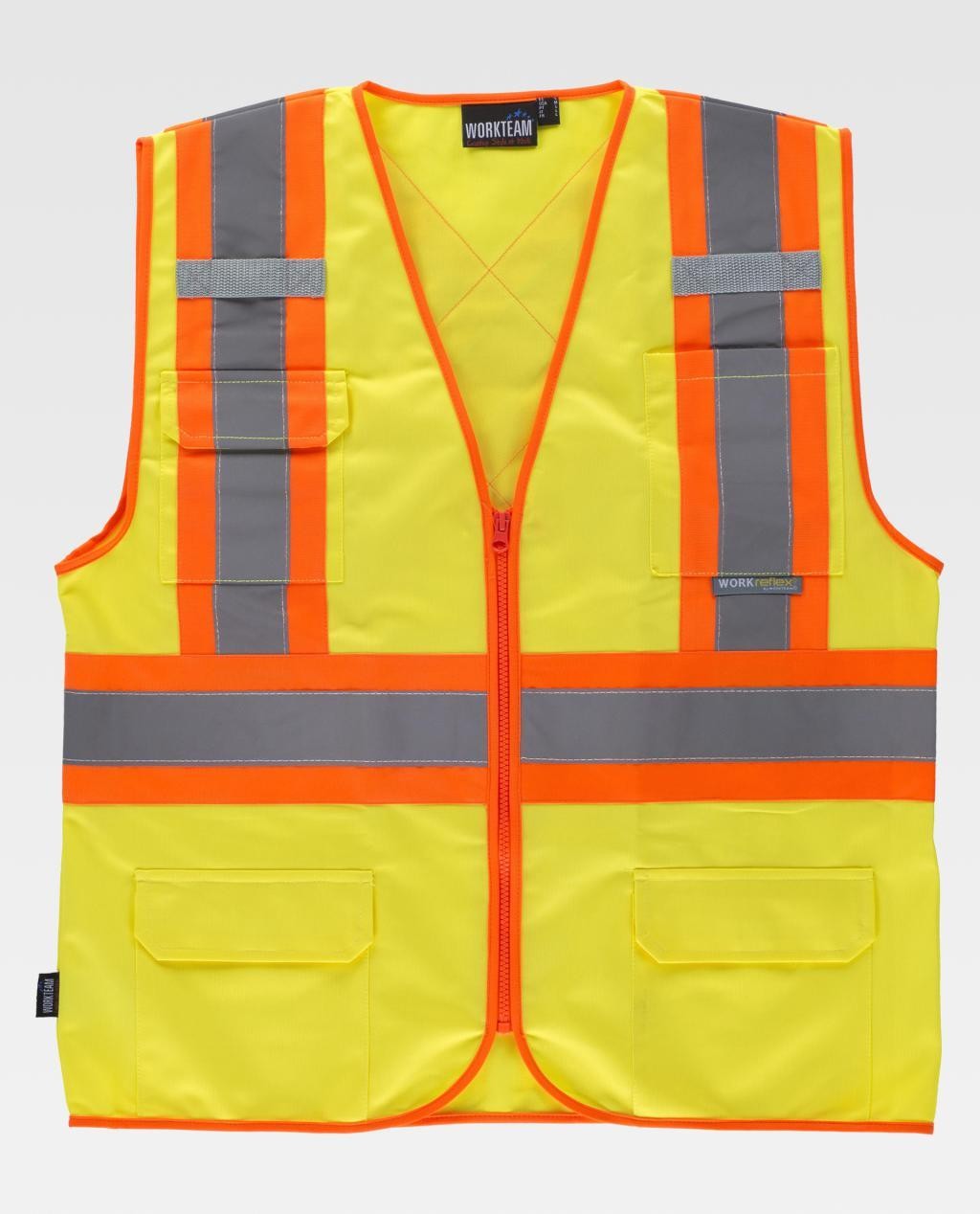Gilet da Lavoro Alta Visibilit� con Cerniera e Tasche C3621 - Workteam