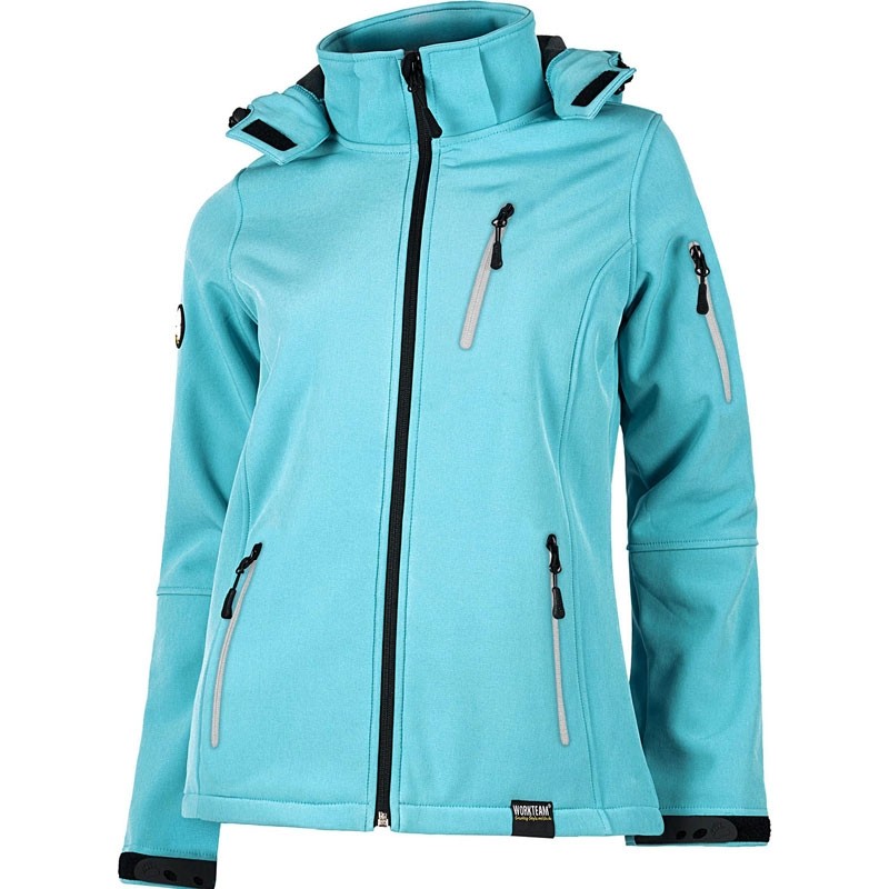 Giacca Workshell multitasche da donna con cappuccio - Workteam