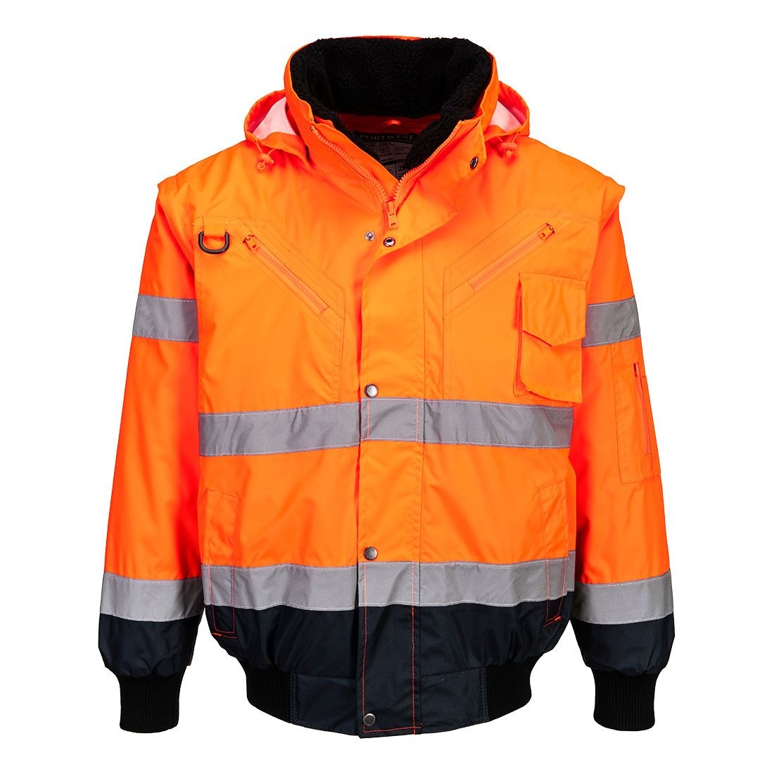 Giubbotto da Lavoro Alta Visibilit� Multitasche Impermeabile Stretch 3 In 1 Portwest C465