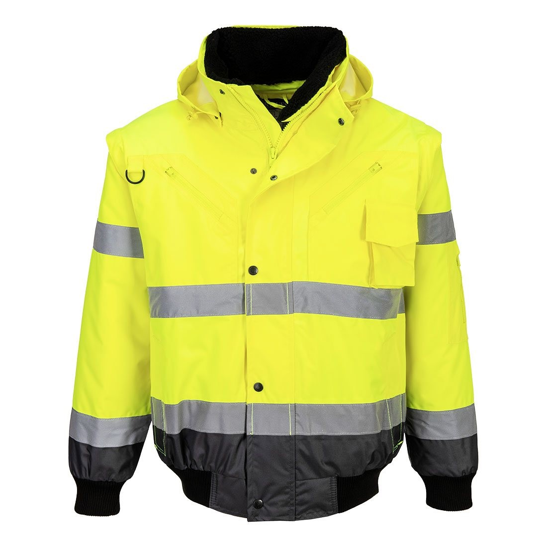 Giubbotto da Lavoro Alta Visibilit� Multitasche Impermeabile Stretch 3 In 1 Portwest C465