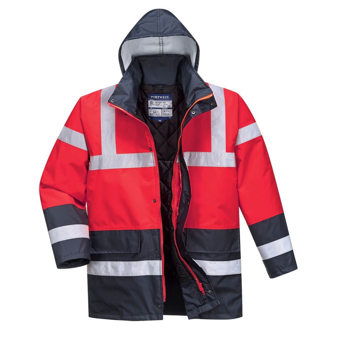 Giacca da Lavoro Alta Visibilit� Impermeabile Multitasche Bicolore con Cappuccio Traffic Portwest S466
