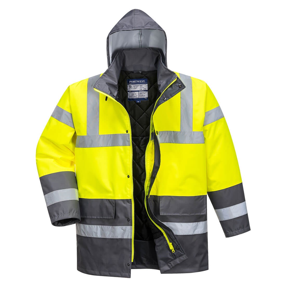 Giacca da Lavoro Alta Visibilit� Impermeabile Multitasche Bicolore con Cappuccio Traffic Portwest S466