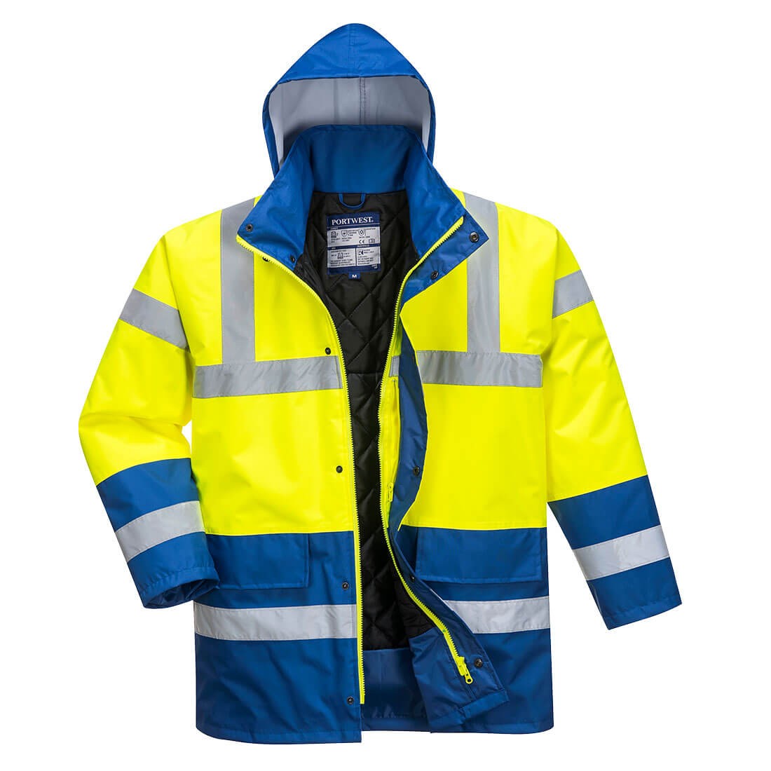 Giacca da Lavoro Alta Visibilit� Impermeabile Multitasche Bicolore con Cappuccio Traffic Portwest S466