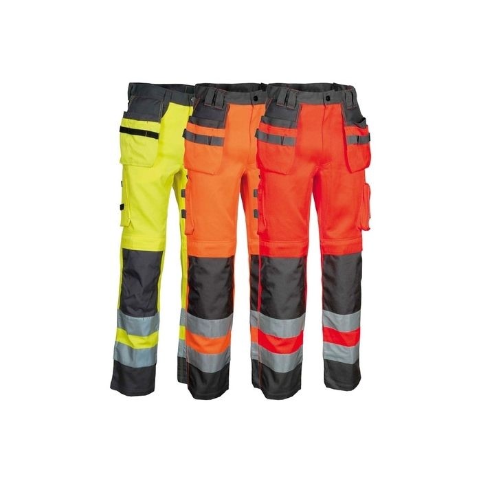 Fuori tutto - Pantaloni da Lavoro Alta Visibilità Multitasche Cofra Blinding V078-0-00 taglia 56 colore arancione antracite