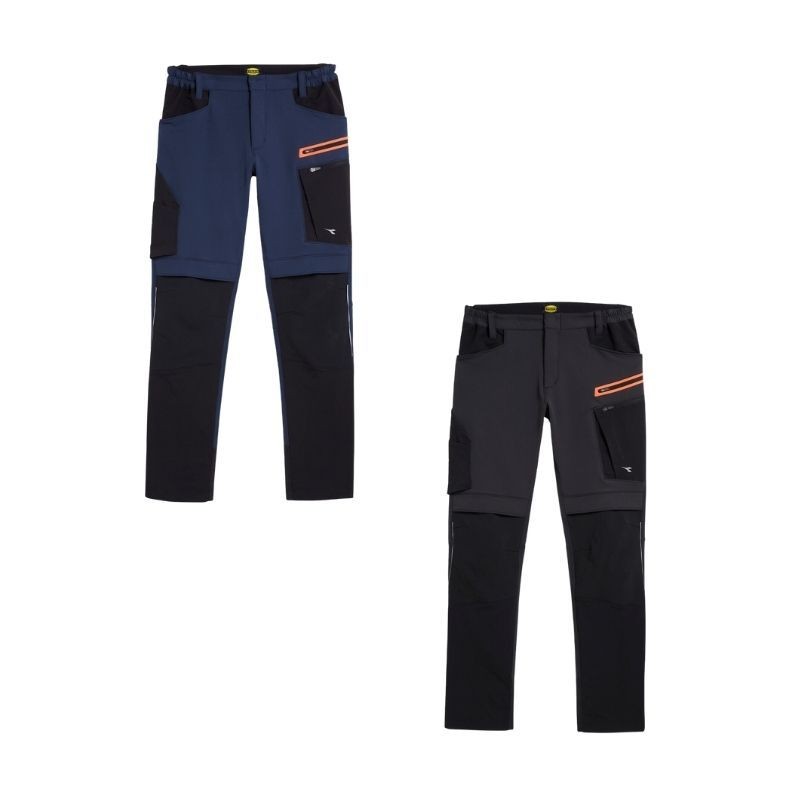Fuori tutto - Pantalone da Lavoro Stretch Multitasche Diadora Hybrid Performance 702.179838 Taglia M Colore Blu Nero