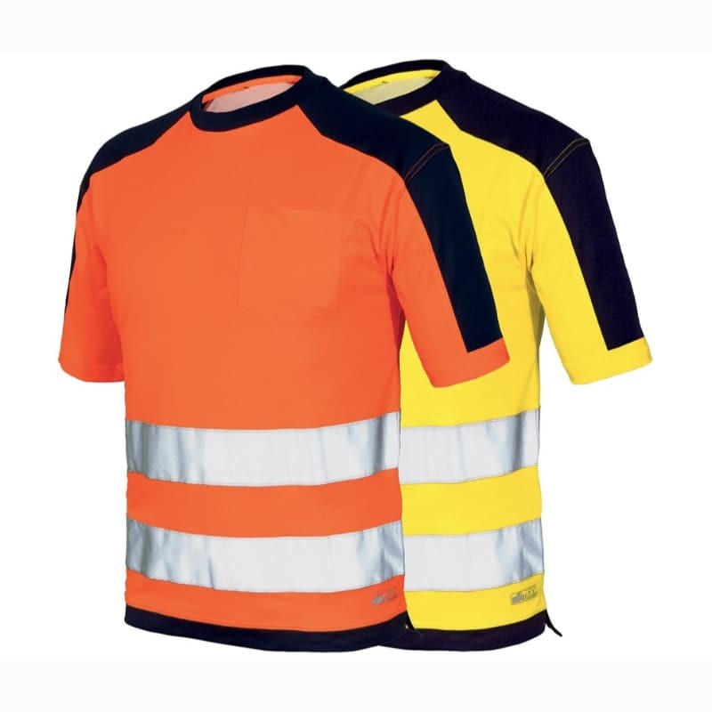 Fuori tutto - T-shirt Alta Visibilità ISSA LINE - 08186 Taglia M Colore Arancio Fluo Blu Navy