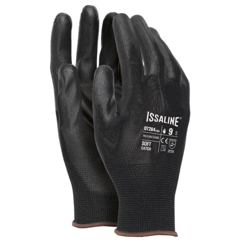 Fuori-Tutto 12 Paia - Guanti da lavoro in Poliuretano Spalmato PU - Issa Line 07284 colore Nero Taglia 8