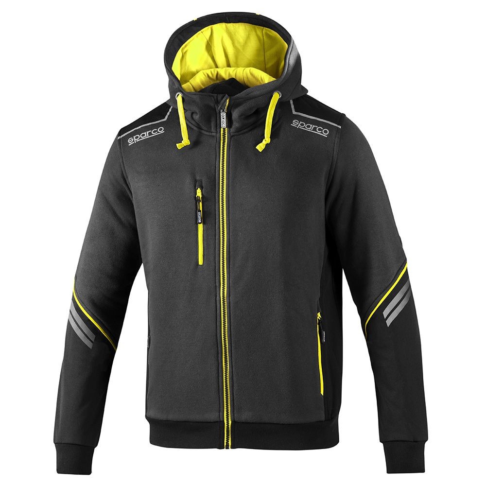 Fuori tutto - Felpa con cappuccio da lavoro Sparco Tech Hooded full zip 02414 Taglia XL Colore Nero Grigio