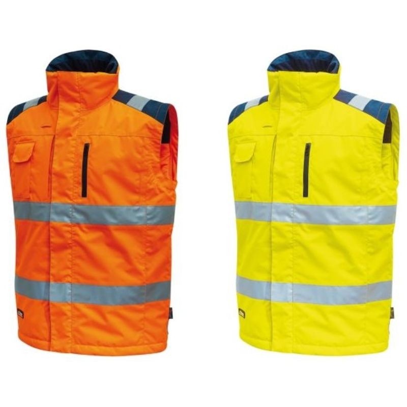 Fuori tutto - Gilet Imbottito da Lavoro Multitasche Alta Visibilità U-Power Prime HL159YF colore orange fluo taglia 4XL