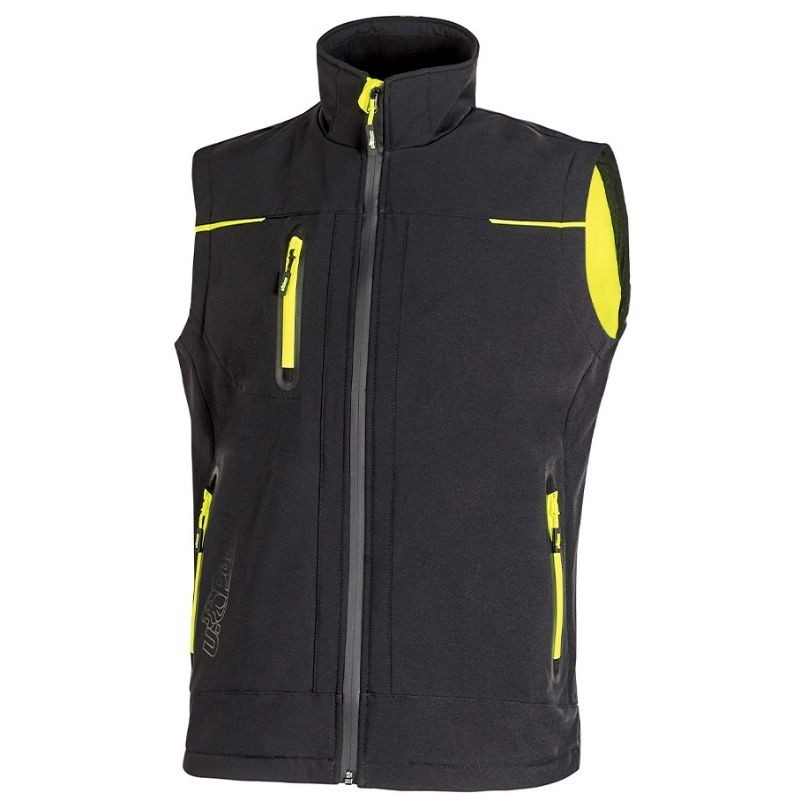 Fuori Tutto - Gilet da Lavoro Multitasche Softshell Stretch Elasticizzato U-Power Universe FU188BC asphalt grey green 2XL