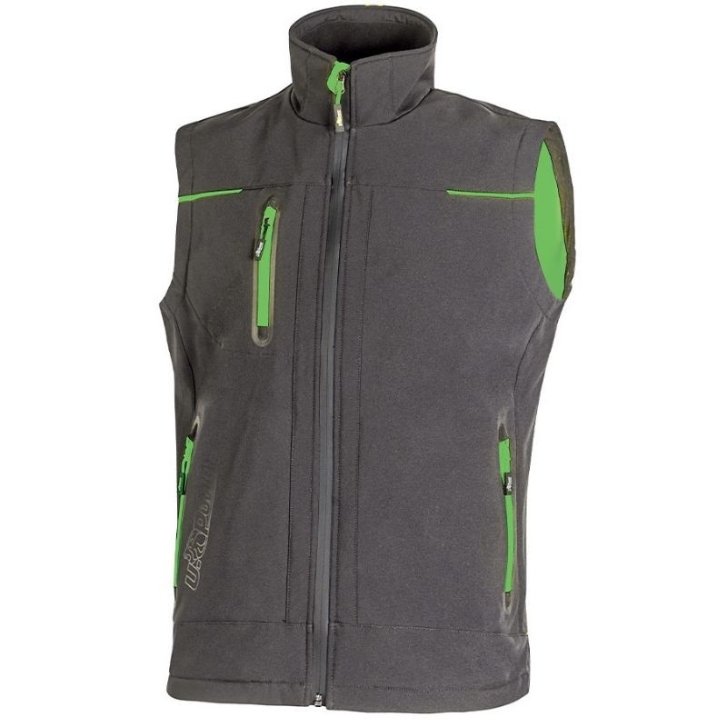 Fuori Tutto - Gilet da Lavoro Multitasche Softshell Stretch Elasticizzato U-Power Universe FU188BC asphalt grey green 2XL