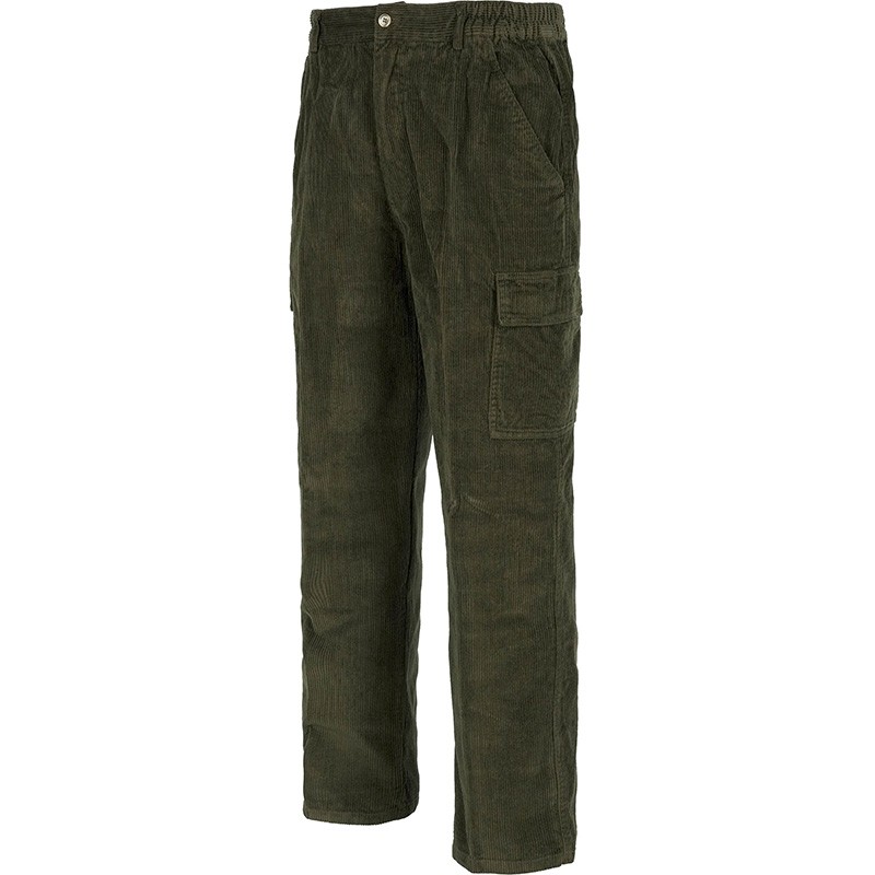 Fuori tutto - Pantaloni da lavoro multitasche in velluto 100% cotone resistenti Colore Verde Khaki Taglia 48