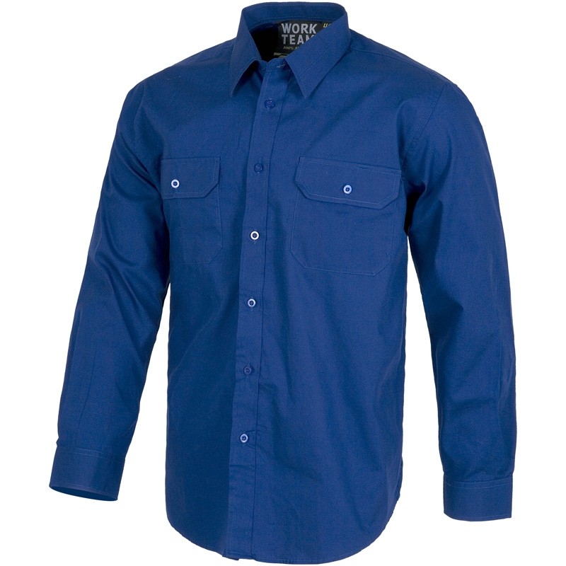 Fuori tutto - Camicia da lavoro rinforzata in cotone a manica lunga - Workteam taglia 54 colore blu