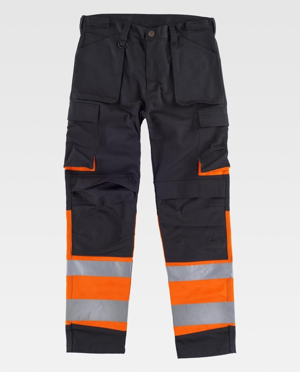 Fuori tutto - Pantalone da Lavoro Multitasche Alta Visibilità C2918 - Workteam Taglia 42 Colore Nero Arancio