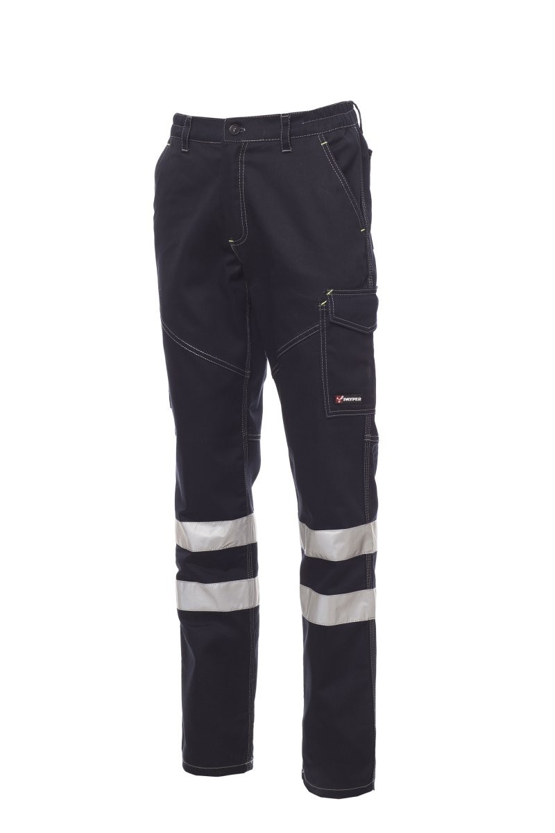 Fuori tutto - Pantalone Unisex da lavoro 100% Cotone Multitasche Payper Worker Winter Reflex AY 7307 taglia XL blu navy