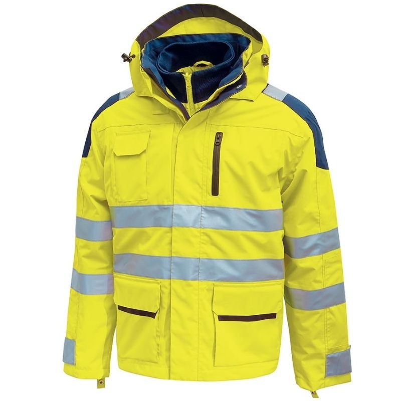 Fuori tutto - Giubbotto da Lavoro Alta Visibilità Antipioggia Multitasche U-Power Backer HL162YF colore yellow fluo taglia S