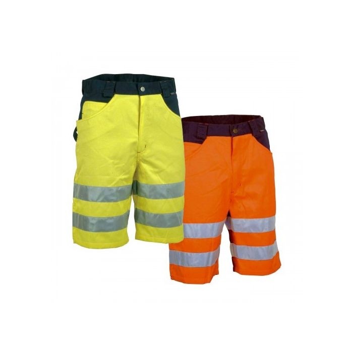 Fuori tutto - Bermuda da Lavoro Alta Visibilità Multitasche Cofra Visibile V074-0-02 taglia 54 Colore giallo