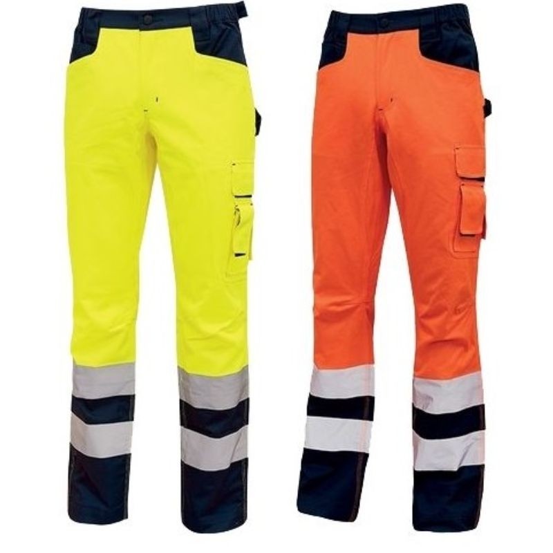 Fuori tutto - Pantaloni da Lavoro Alta Visibilità Multitasche U-Power Light HL155YF colore orange fluo taglia xl