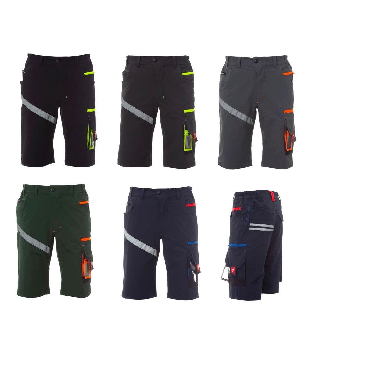 Fuori tutto - Bermuda Unisex da Lavoro Multitasche Stretch Payper Next 4W Shorts AY 7316 colore antracite nero taglia 52