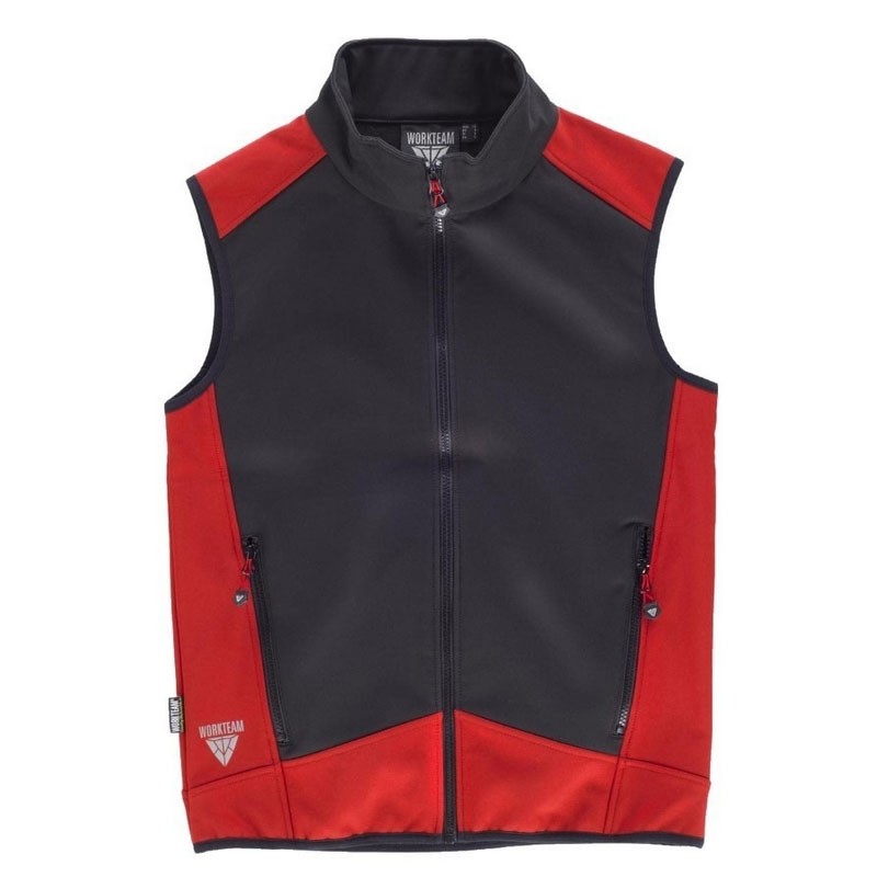 Fuori tutto - Gilet Workshell sportivo a collo alto e cerniera in nylon - Workteam Taglia L colore grigio nero