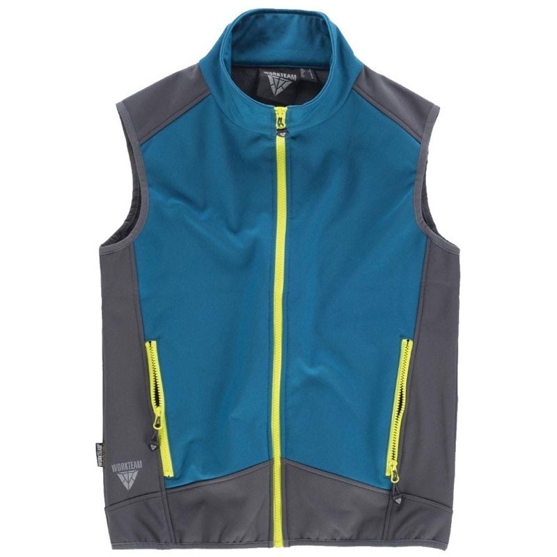 Fuori tutto - Gilet Workshell sportivo a collo alto e cerniera in nylon - Workteam Taglia L colore grigio nero