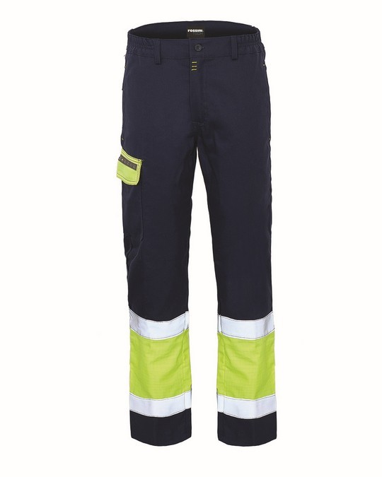 Fuori tutto - Pantalone da Lavoro Alta Visibilità Multitasche Rossini TPS A00151 Taglia 4XL colore giallo blu