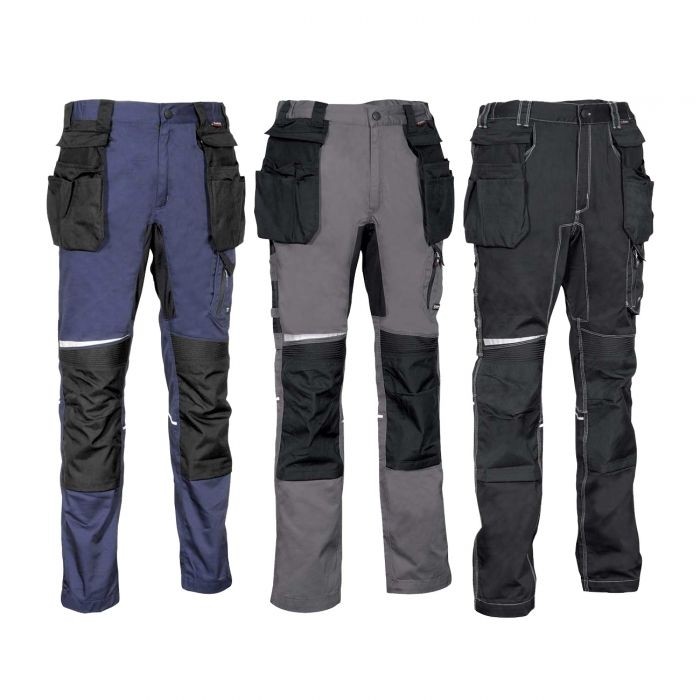Fuori tutto - Pantaloni da Lavoro Stretch Elasticizzati Multitasche Cofra Lemno V581-0-02 Taglia 46 colore antracite nero
