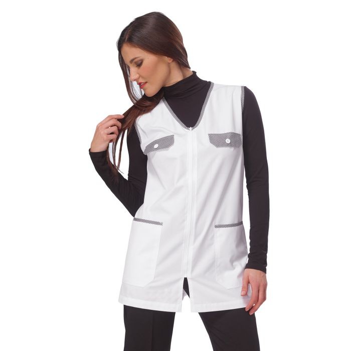 Fuori-tutto - Scamiciato da donna Melany con zip Horeca Siggi - 28SC0068/00-0001 taglia M colore bianco