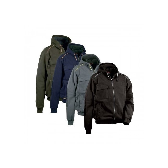 Fuori tutto - Giacca in Pile con Cappuccio da Lavoro Multitasche Cofra Potsdam V130-0-02 taglia 2XL colore antracite grigio